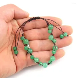 Bracelets de charme faits à la main 2 couches de perles de cristal de pierre colorée bracelet de quartz réglable en corde marron pour les femmes