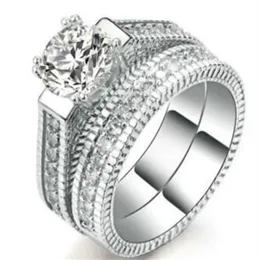 2 popolari set di lusso da 15 ct di diamanti di alta qualità intarsiati con anello in oro bianco 14K2089