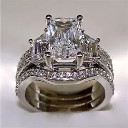 SZ5-11 Modna Biżuteria Księżniczka Cut 10KT White Gold GF White Topaz CZ Symulowana diamentowa dama kobiety RI249R