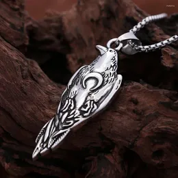 Collares colgantes Diseño 316L Acero inoxidable Viking Raven Collar Masculino Alta Calidad SanLan Moon Joyería de moda al por mayor