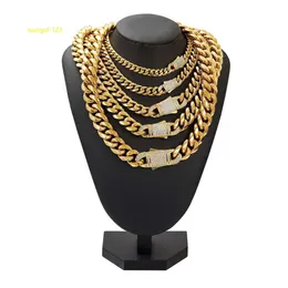 Hip Hop Men 6/8/10/12/14MM New Men'S Necklace Stainless Steel Cuban Chain Micro Zirconia Copper Clasp Bracelet And Necklace