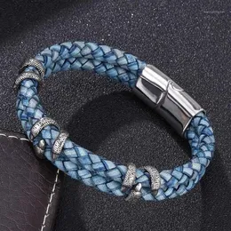 Кожаный браслет-манжета для мужчин, винтажные плетеные в стиле ретро браслеты из натуральной кожи Homme Femme, мужские браслеты, ювелирные изделия ручной работы Pulseras1234q