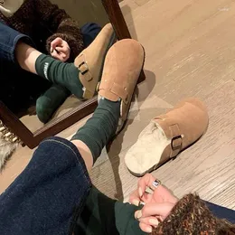 Slippers Rortro Winter Mueller Shoes 2023 Cork Fashion غير دافئة في الهواء الطلق نساء في الهواء الطلق