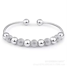 925 sterling silver items jewelry petty polished beads charm bracelets bangle chinese lucky blessing open design2390