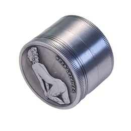 1pc, 5cm 4 Layers Ancient Silvery Beauty Embossed Pattern Zinc Alloy Cigarette Grinder With Scraper Smoking Set, 5cm/1.97inch, 3.8cm/1.5inch