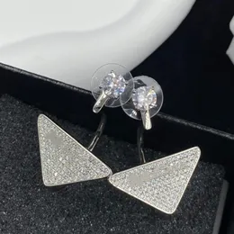 Moda de luxo triângulo brincos com diamante feminino designer design senhoras brinco premium festa casamento noivado 18k whit207b