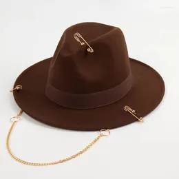 Basker retro fedora hattar för kvinnor män mode desige stift file jazz höst vinter elegant bröllop formell mössa