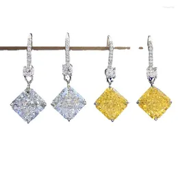 Boucles d'oreilles pendantes pour femmes, diamant à haute teneur en carbone importé, jaune, coupe 10 Radian, blanc, luxe léger, 2023