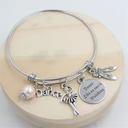 Hela nya ankomst balettskor dans ballerina charm armband rostfritt stål tråd armband armband gåva bijoux272h