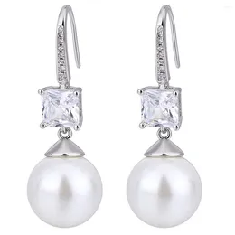 Baumelnde Ohrringe Schmuck XUYE Kupferbasis vergoldete Perle Weiß Grau Runde Perlen Dangler Koreanischer Stil Kristall Tropfenohrring Geschenke