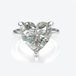 Elegante coração de moissanite s925 prata anéis de casamento para mulheres de alta qualidade branco rosa vermelho azul roxo amarelo pedra de nascimento joias 292v