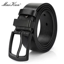 Paski Maikun Mens Vintage Casual Belt Black Pin Bluckle Student Wszechstronna skóra szeroka 231216