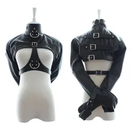 Vuxna leksaker bdsm pu läder straitjacket återhållsamhet kvinnlig bondage bröst exponerade ärmar flirt kvinnor fetisch sex leksak för kvinnor 231216