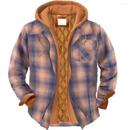 Chaquetas para hombre, abrigo de otoño e invierno, chaqueta para hombre con estampado Vintage, cuello vuelto, algodón grueso y cálido, forro polar para hombre, piel de lana de cordero