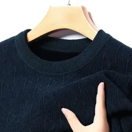 Menströjor 100% Pure Mink Cashmere Sweater Oneck Pullovers Knit stor storlek Vinter Male Topps Lång ärmhoppare 4xl 231216