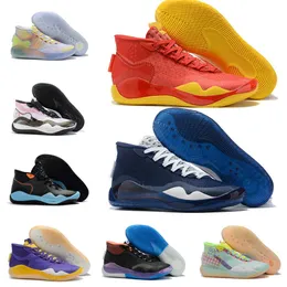 Pink Kevin Durant KD 12 Erkek Basketbol Ayakkabıları Çok Renkli Yıldönümü Üniversitesi 12S XII OREO USA KD12 Spor Spor ayakkabıları eğitmenleri Boyu Boyut