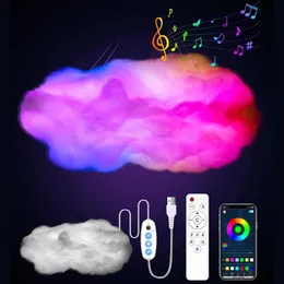 Obiekty dekoracyjne figurki Zdalne sterowanie z Bluetooth LED RGB USB Smart Clouds Nocne lampa łatwa instalacja dla materiałów imprezowych 231216