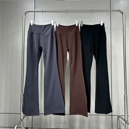 Roupas Leggings Mulheres Treino Veludo Micro Chifre Calças de Yoga de Perna Larga com Cintura Alta para Exercício de Calor Fitness Esportes Sweatpants Calças Corredores