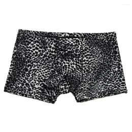 Sous-vêtements hommes imprimé léopard taille basse sans couture respirant U poche Boxer slips culottes sous-vêtements Lingerie mode homme Shorts