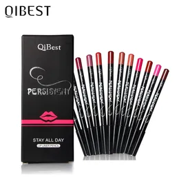 Lip Gloss Qi 12 Colors Lip Lip Liner Pencil Sets عارية Lipliner مقاومة للماء طويلة الأمد Lipstick Lipstick Professional Makeup Kit Pencil 231216