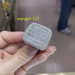 Zuanfu Jewelry Custom Iced Out luxury big 30mm hip hop rapper 925 sterling silver vvs moissanite iced out men diamond ring