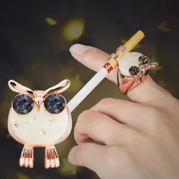 1pc Metal Owl Ring, Exquisite Jewelry For Working, Hangable With Ring, Smoke Holder Office Game 5mm Thick Smoke Tobacco Holder Anti-Finger Smoked Yellow Stain