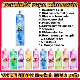 Original VAPME SHISHA Hookah puff 15000 Disposable Vape Mesh Coil 650mAh Rechargeable Battery 25ml Prefilled Pod 12 Flavors vape pen 15k E Cigarette vs ELF BOX 14k