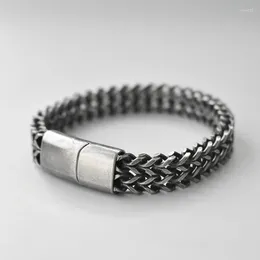 Link-Armbänder, exquisites Retro-Armband aus oxidiertem schwarzem Titanstahl für Männer, Hip-Hop-Persönlichkeitskette, Punk-Schmuck, Jubiläumsgeschenk