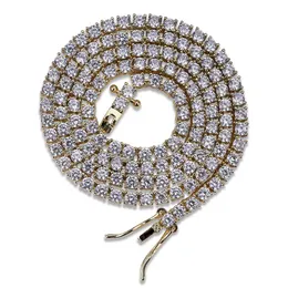 Hip Hop 3mm 16-24 Zoll Kubikzircon Gold Silber 1 Reihe Micro Pave CZ Tennis Kette Halskette Kupfer Schmuck Tropfen 262R