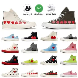 chucks Taylors Women Mens Designer Shoes Og Classic 1970s commes des garcons multi-heart mid whit