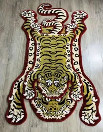 Carpets 150x90cm Home Animal Shape Rug Creative Handmade Tiger Pattern Sofa Carpet Tapete Nordic LivingRoom Floor Mat Anti Slip Area Rug 231218
