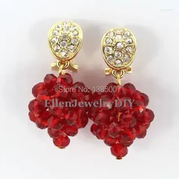 Dangle Earrings Red Crystal Nigerian Beads Statement Bridesmaid Wedding Gift African Bridal Jewelry