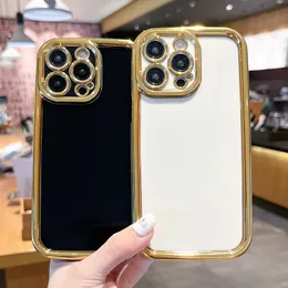 Luxury Plating Solid Color Shockproof Soft Phone Case For iPhone 15 14 13 12 11 Pro Max 14 Plus Bumper Back Cover