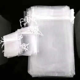 100pcs lot Sell 4Sizes White Organza Jewelry Gift Pouch Bags For Wedding favors beads jewelry239p