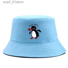 Chapeaux à larges bords Chapeaux de seau Chapeau de seau de pingouin d'été réversible Bob hommes femmes coton voyage plage chapeau de pêcheur Sports de plein air Pull Up Bob Panama chapeau de soleil L231217