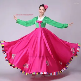 Roupas étnicas 2023 National Dance Wear Clássico Coreano Feminino Elegante Traje Folk Vintage Performance Performance Vestido Flor Bordado Hanbok