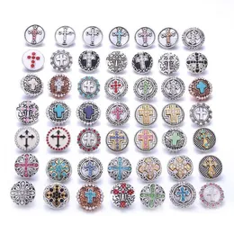 Charme Pulseiras 10 pcs Cruz Inteira Fé 18mm Snap Jóias Misto Metal Strass Botão Fit Pulseira Pulseiras Colares1252A