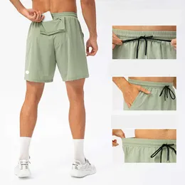 ll Men Yoga Sports Short Quick Dry Shorts With Back Pocket Mobile Phone Casual Running Gym Jogger Pant