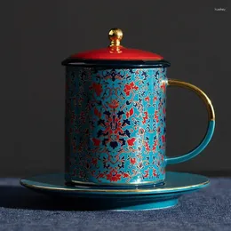 Tasses soucoupes cour bureau tasse à thé en céramique avec couvercle eau personnelle pour hommes et femmes personnalisés haut de gamme surnom érudit