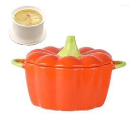 Skålar pumpa form skål keramik med lock för halloween kreativa bordsartiklar leveranser ugn bakpanna kök tillbehör
