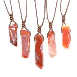 12pcs lot Raw Carnelian Pendant Necklace Natural Stone Energy Healing Pendants Jewelry Factory Outlet For Bulk Items Whole211N