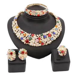 Women Party Bridal Fine Colorful Rhinestone African Beads Jewelry Sets For Wedding Party Dinner Dress Accessories Jewelry Sets237U