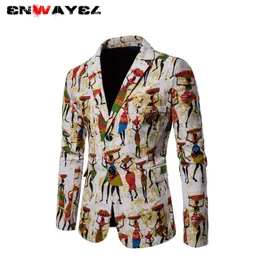 Пиджаки ENWAYEL 2019, весна-осень, новый приталенный мужской пиджак с принтом, африканский национальный стиль, хлопковый мужской костюм, куртка, пальто, винтажная одежда X05