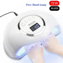 Kurutucular 72W 5 Plus UV LED LAMP TIP TIPER Güneş Işık Zamanlayıcısı 10/30/60S Büyük Alan İki El Lambası Profesyonel Manikür Araçları 220815