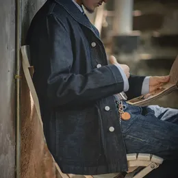 Men S Down Parkas Maden tvättade denimjackor Mens Vintage Workwear Suit Coats Cotton Solid Cattle Hunting Lapel Jacket Man Clothing 231218