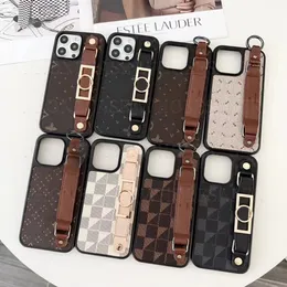 الحالات الهاتفية الجميلة iPhone 15 14 Pro Max L Leather Strap Hi Quality Pres