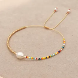 Beaded Strands Shinus Boho Jewelry Freshwater Pearls Bracelets Simple Bracelet For Women Gold Color Beaded Colorful Miyuki Beads 225U