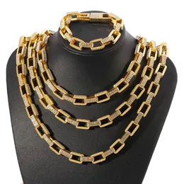 New Fashion Square Miami Cuban Chain Choker Necklace Pave Bling Rhinestone Hip Hop Necklace 18 20 24 Inch Jewelry273O
