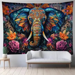 Гобелены 95X73 см, серия Ретро Слон, гобелен для комнаты, фоновая ткань, животное с цветочным принтом, гостиная, настенная подвеска