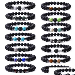 Beaded Wholesale 8Mm Black Stone Beaded Strand Colorf Crystal Jade Beads Energy Buddha Bracelet For Women Men Drop Delivery Jewelry Br Dhjrk